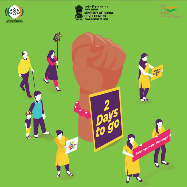Ministry of Rural Development poster with a raised fist and the words 2 Days to go